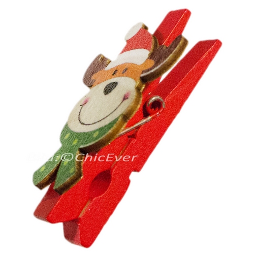 24 Klammern Holz Elche Nikolaus Christbaumschmuck Weihnachten Weihnachtsbaum Deko